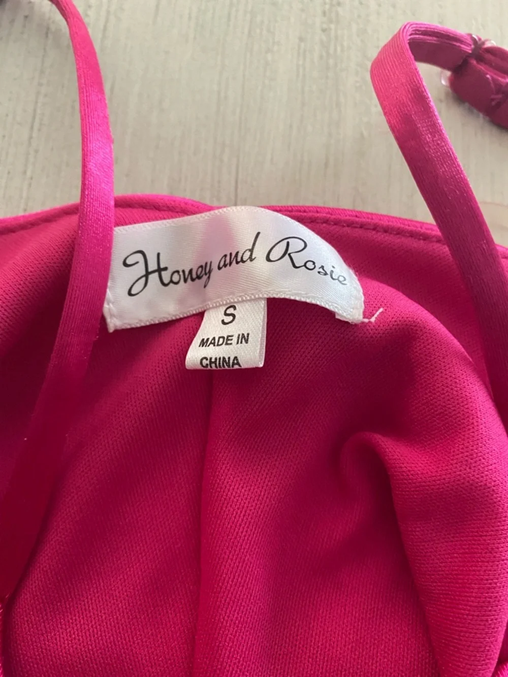 Honey and Rosie Hot Pink Satin Mini Dress with Spaghetti Straps - Picture 2 of 3